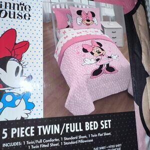 Minnie Mouse Twin / full size 5 pc set comforter sheets bed bedding
